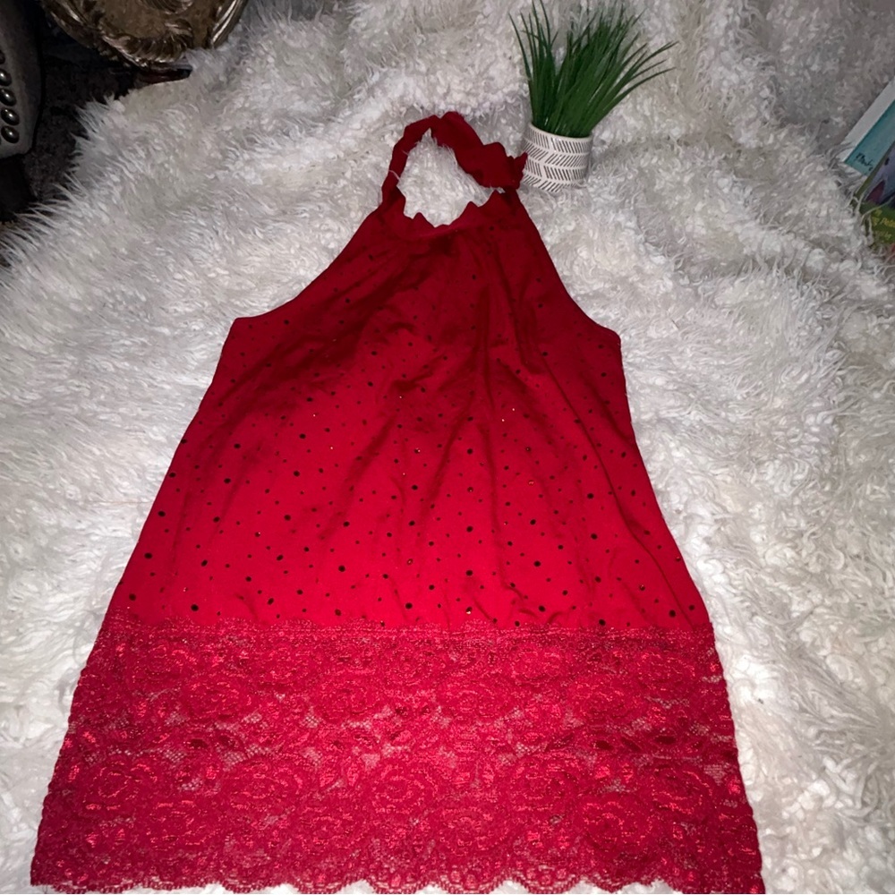 50%offw❤️ Hiatus made in USA halter backless lace bling red Med 0804 168
